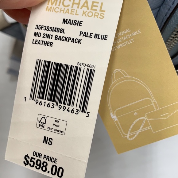 MICHAEL KORS Maisie Medium Pebbled Leather 2-in-1 BackpackPale Blue NWOT - Picture 10 of 16